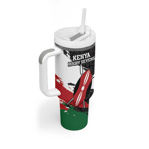 Custom Afro Kenya Tumbler With Handle Rugby Sevens - African Pattern