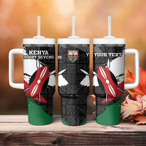 Custom Afro Kenya Tumbler With Handle Rugby Sevens - African Pattern