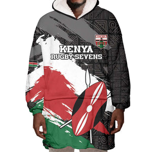 Custom Afro Kenya Wearable Blanket Hoodie Rugby Sevens - African Pattern