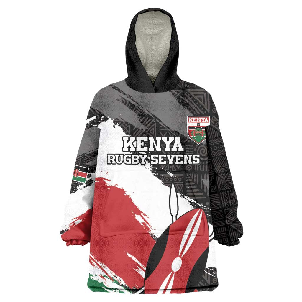 Custom Afro Kenya Wearable Blanket Hoodie Rugby Sevens - African Pattern