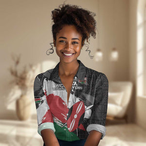 Custom Afro Kenya Women Casual Shirt Rugby Sevens - African Pattern