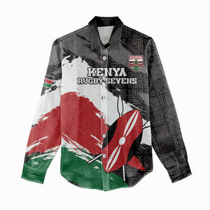 Custom Afro Kenya Women Casual Shirt Rugby Sevens - African Pattern