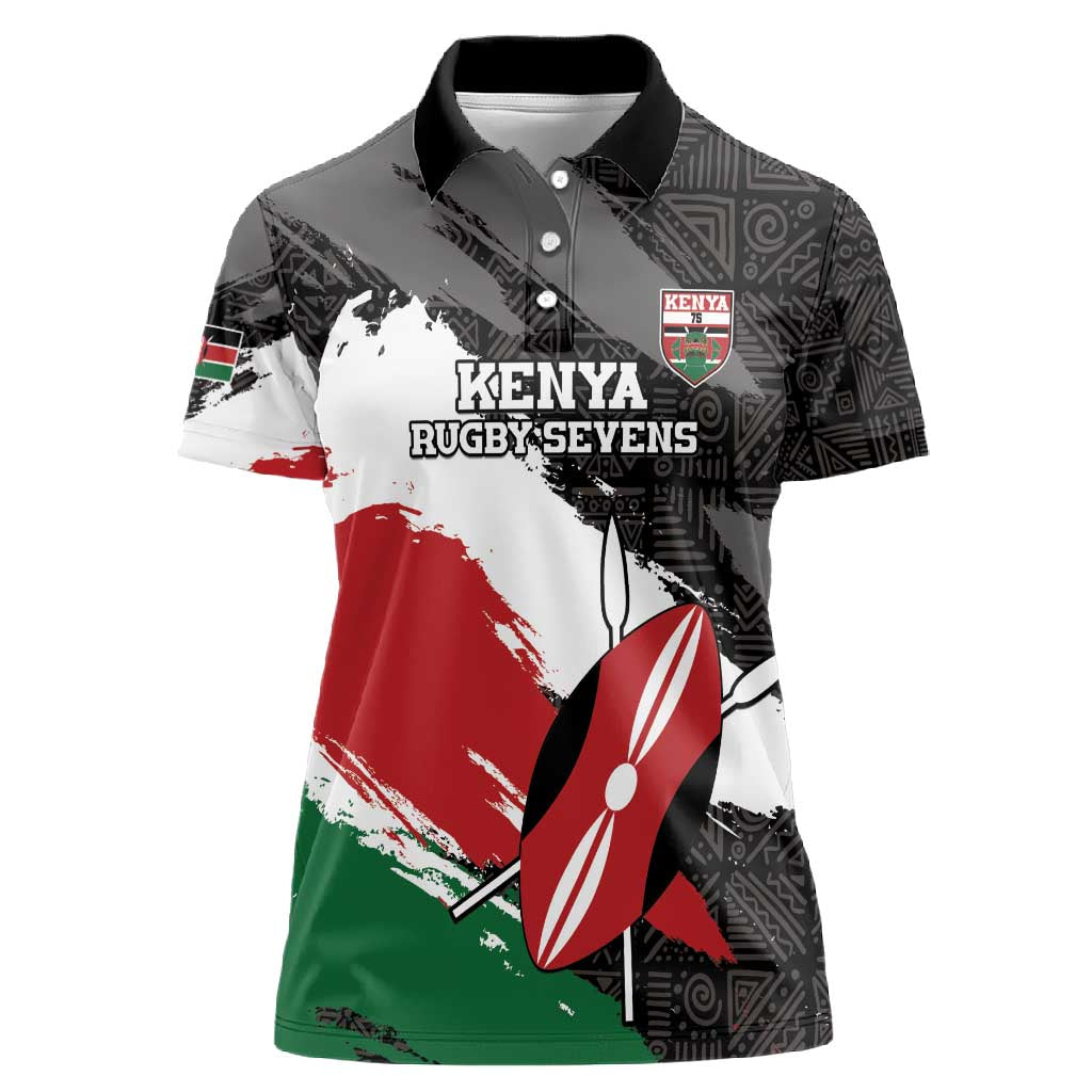 Custom Afro Kenya Women Polo Shirt Rugby Sevens - African Pattern