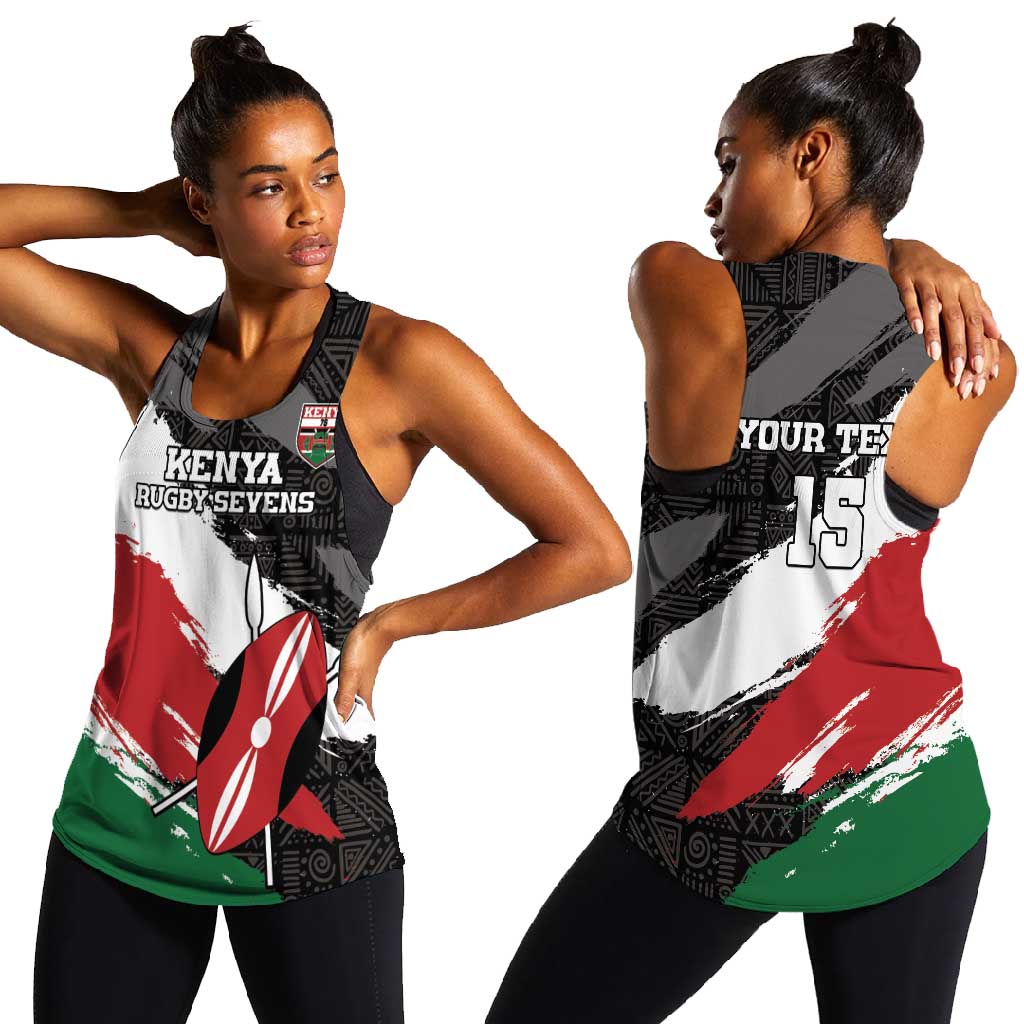 Custom Afro Kenya Women Racerback Tank Rugby Sevens - African Pattern