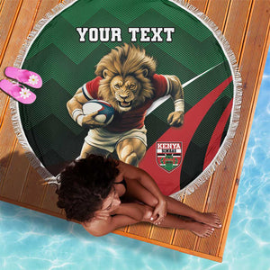 Kenya Rugby Custom Beach Blanket Simbas Mascot - Sporty Style