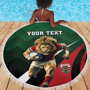 Kenya Rugby Custom Beach Blanket Simbas Mascot - Sporty Style