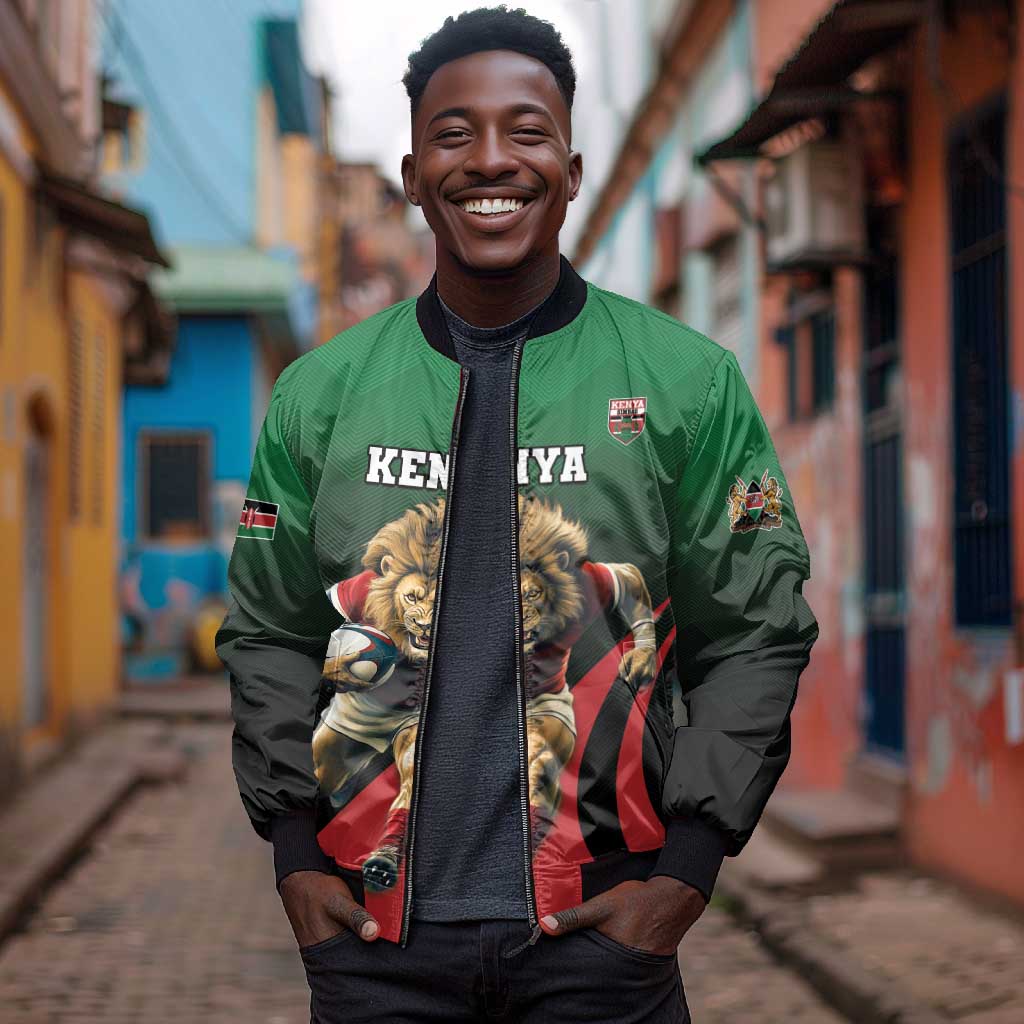 Kenya Rugby Custom Bomber Jacket Simbas Mascot - Sporty Style
