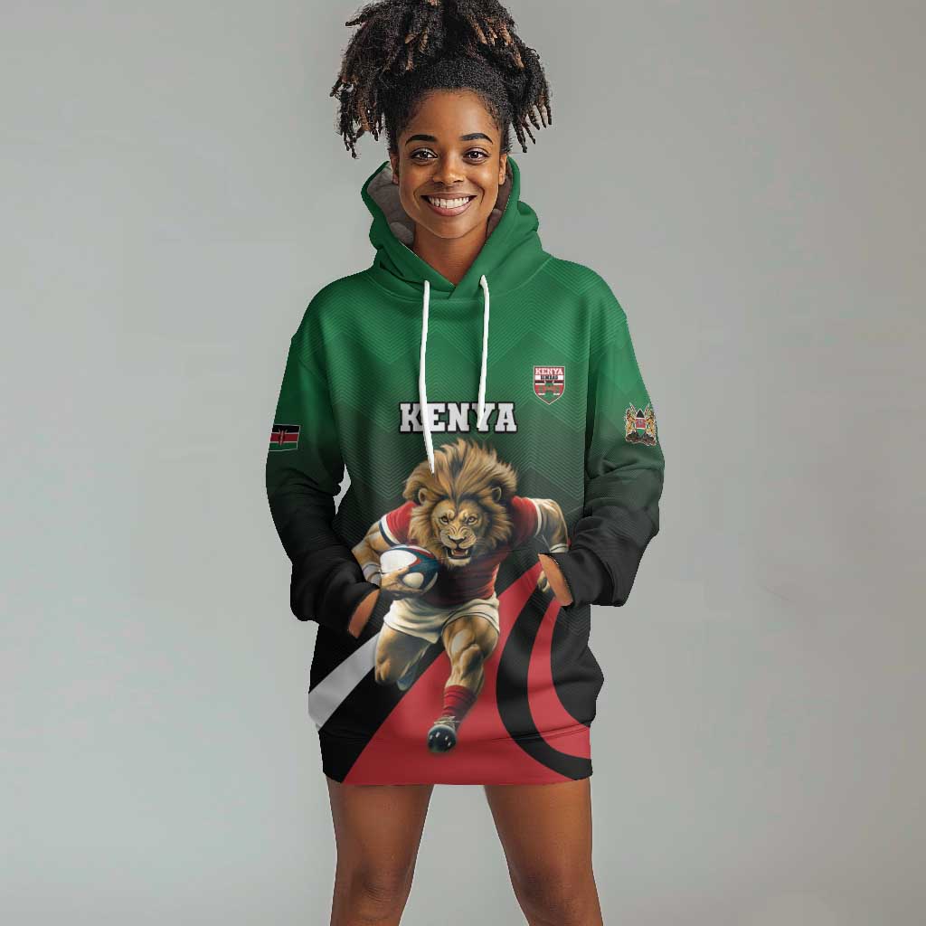 Kenya Rugby Custom Hoodie Dress Simbas Mascot - Sporty Style