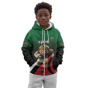 Kenya Rugby Custom Kid Hoodie Simbas Mascot - Sporty Style