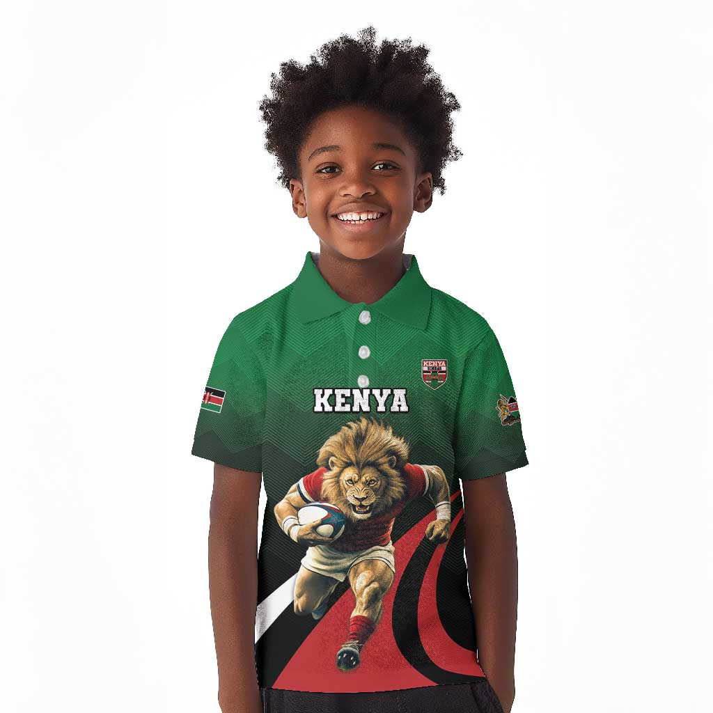 Kenya Rugby Custom Kid Polo Shirt Simbas Mascot - Sporty Style