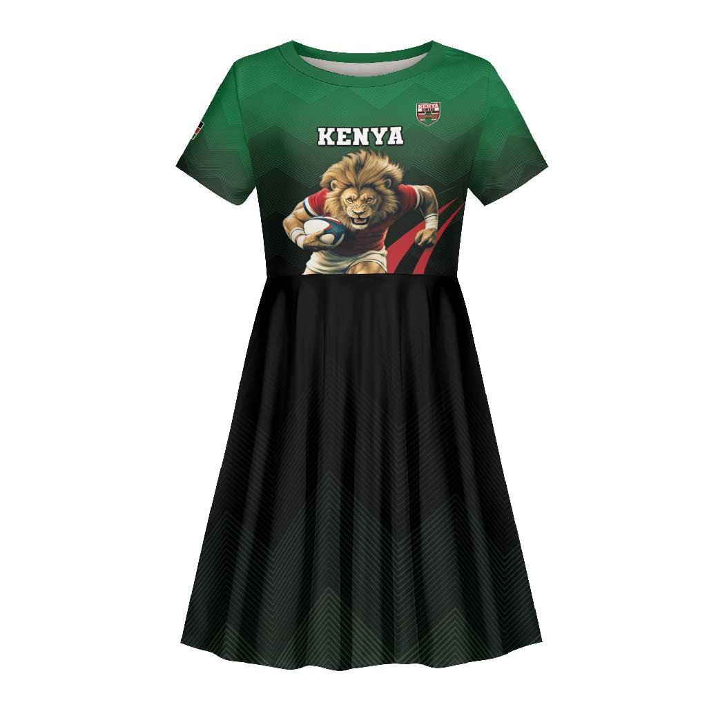 Kenya Rugby Custom Kid Short Sleeve Dress Simbas Mascot - Sporty Style