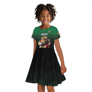 Kenya Rugby Custom Kid Short Sleeve Dress Simbas Mascot - Sporty Style