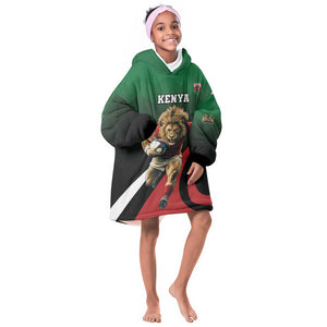 Kenya Rugby Custom Kid Wearable Blanket Hoodie Simbas Mascot - Sporty Style