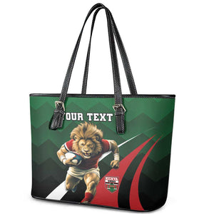 Kenya Rugby Custom Leather Tote Bag Simbas Mascot - Sporty Style