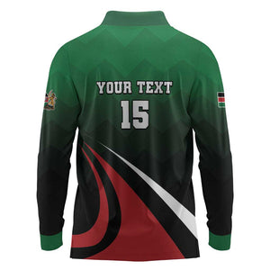 Kenya Rugby Custom Long Sleeve Polo Shirt Simbas Mascot - Sporty Style