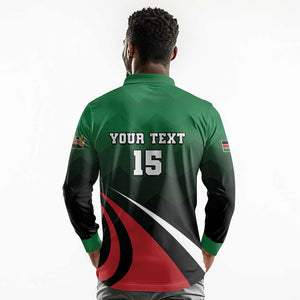 Kenya Rugby Custom Long Sleeve Polo Shirt Simbas Mascot - Sporty Style