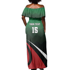 Kenya Rugby Custom Off Shoulder Maxi Dress Simbas Mascot - Sporty Style