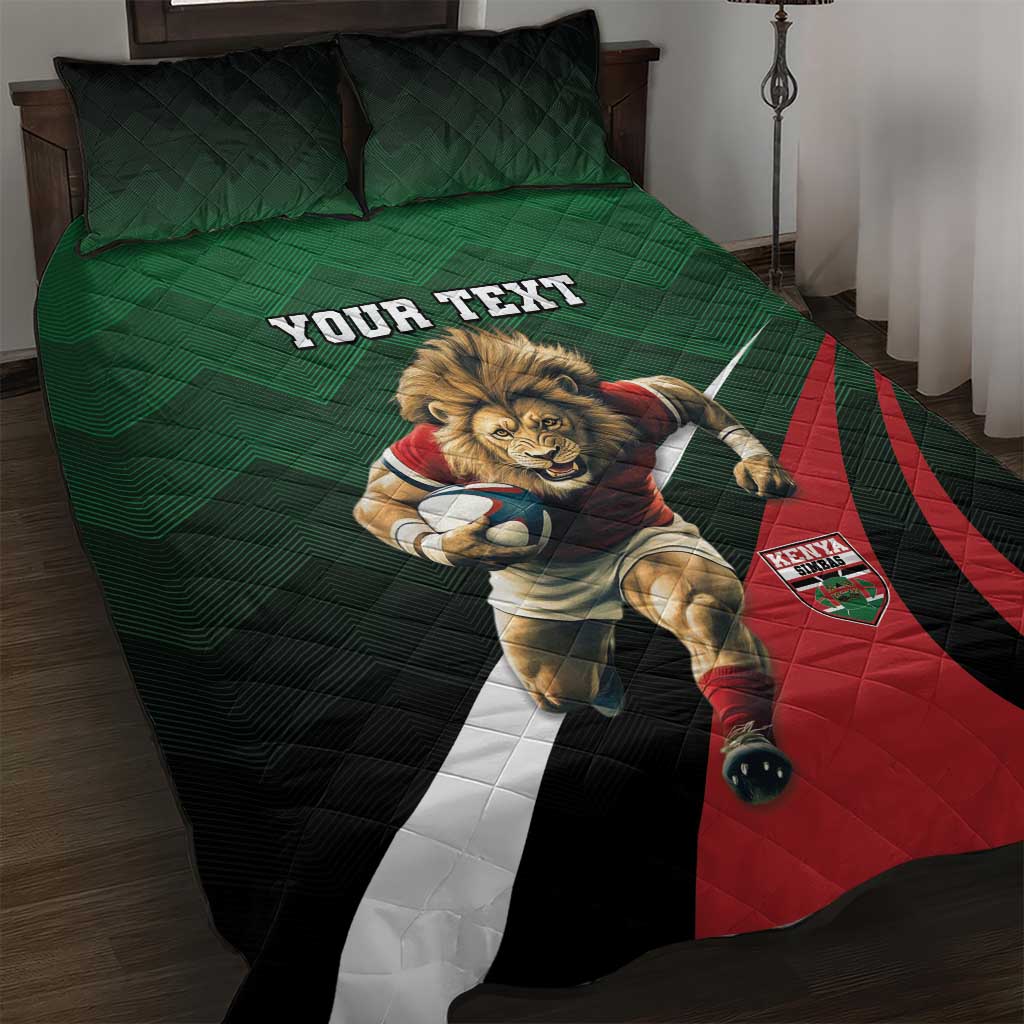 Kenya Rugby Custom Quilt Bed Set Simbas Mascot - Sporty Style