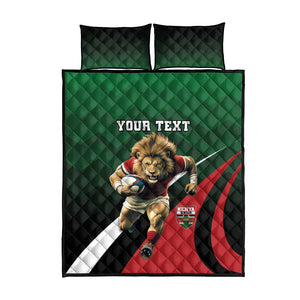 Kenya Rugby Custom Quilt Bed Set Simbas Mascot - Sporty Style