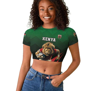 Kenya Rugby Custom Raglan Cropped T shirt Simbas Mascot - Sporty Style