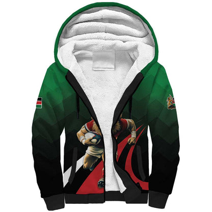 Kenya Rugby Custom Sherpa Hoodie Simbas Mascot - Sporty Style