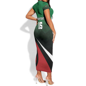 Kenya Rugby Custom Short Sleeve Bodycon Dress Simbas Mascot - Sporty Style