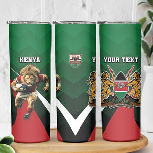 Kenya Rugby Custom Skinny Tumbler Simbas Mascot - Sporty Style