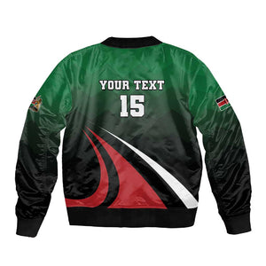 Kenya Rugby Custom Sleeve Zip Bomber Jacket Simbas Mascot - Sporty Style