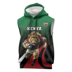 Kenya Rugby Custom Sleeveless Hoodie Simbas Mascot - Sporty Style - African Pride