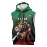 Kenya Rugby Custom Sleeveless Zip Hoodie Simbas Mascot - Sporty Style - African Pride