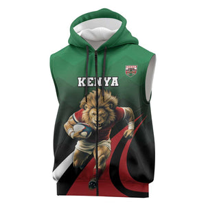 Kenya Rugby Custom Sleeveless Zip Hoodie Simbas Mascot - Sporty Style - African Pride