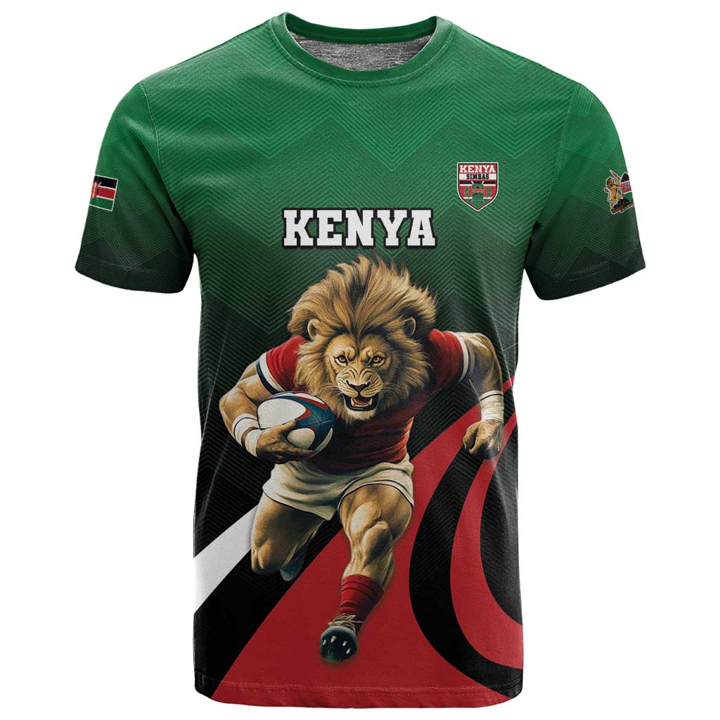 Kenya Rugby Custom T shirt Simbas Mascot - Sporty Style