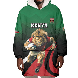 Kenya Rugby Custom Wearable Blanket Hoodie Simbas Mascot - Sporty Style