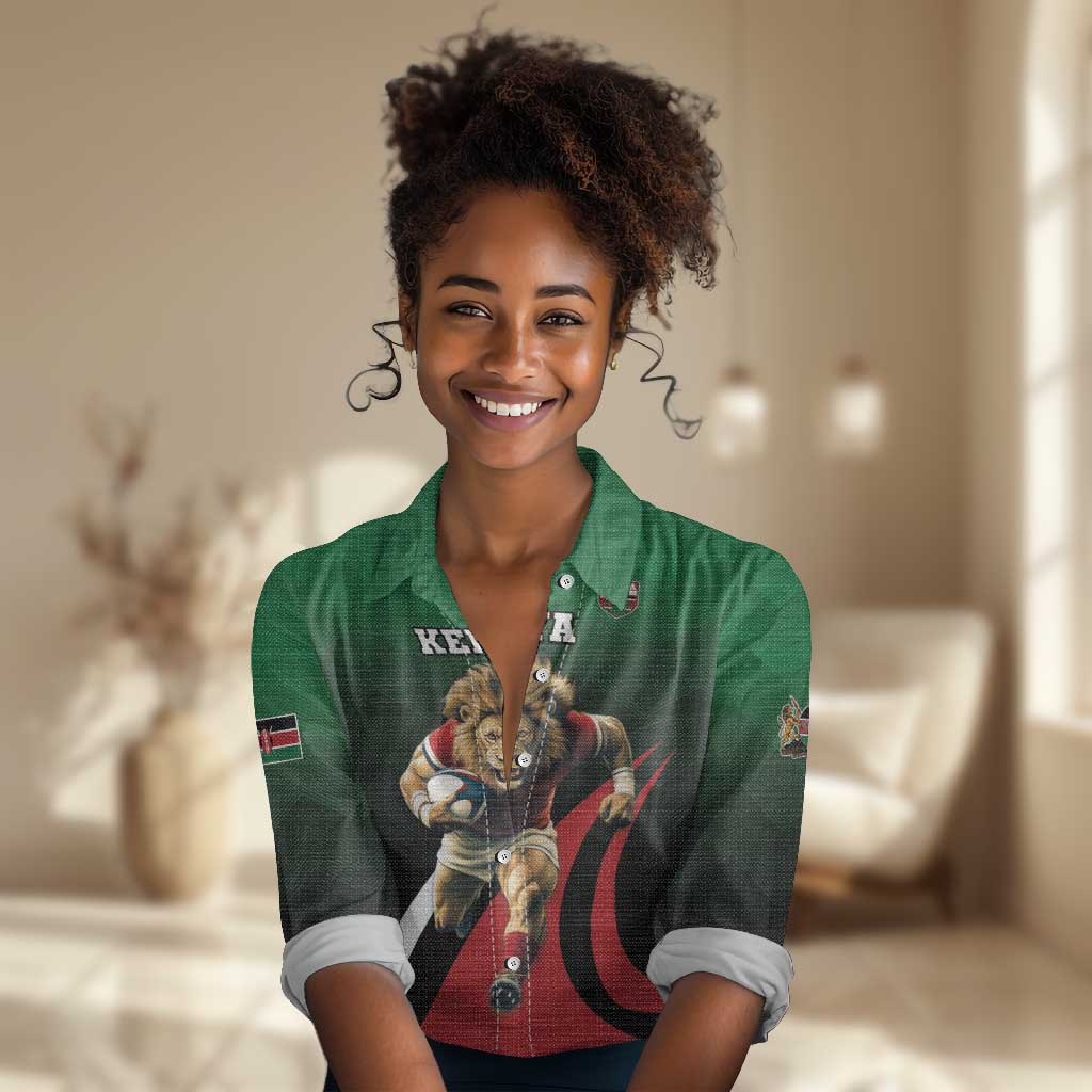 Kenya Rugby Custom Women Casual Shirt Simbas Mascot - Sporty Style LT15