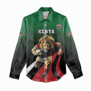 Kenya Rugby Custom Women Casual Shirt Simbas Mascot - Sporty Style