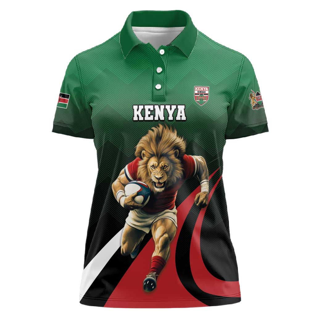 Kenya Rugby Custom Women Polo Shirt Simbas Mascot - Sporty Style