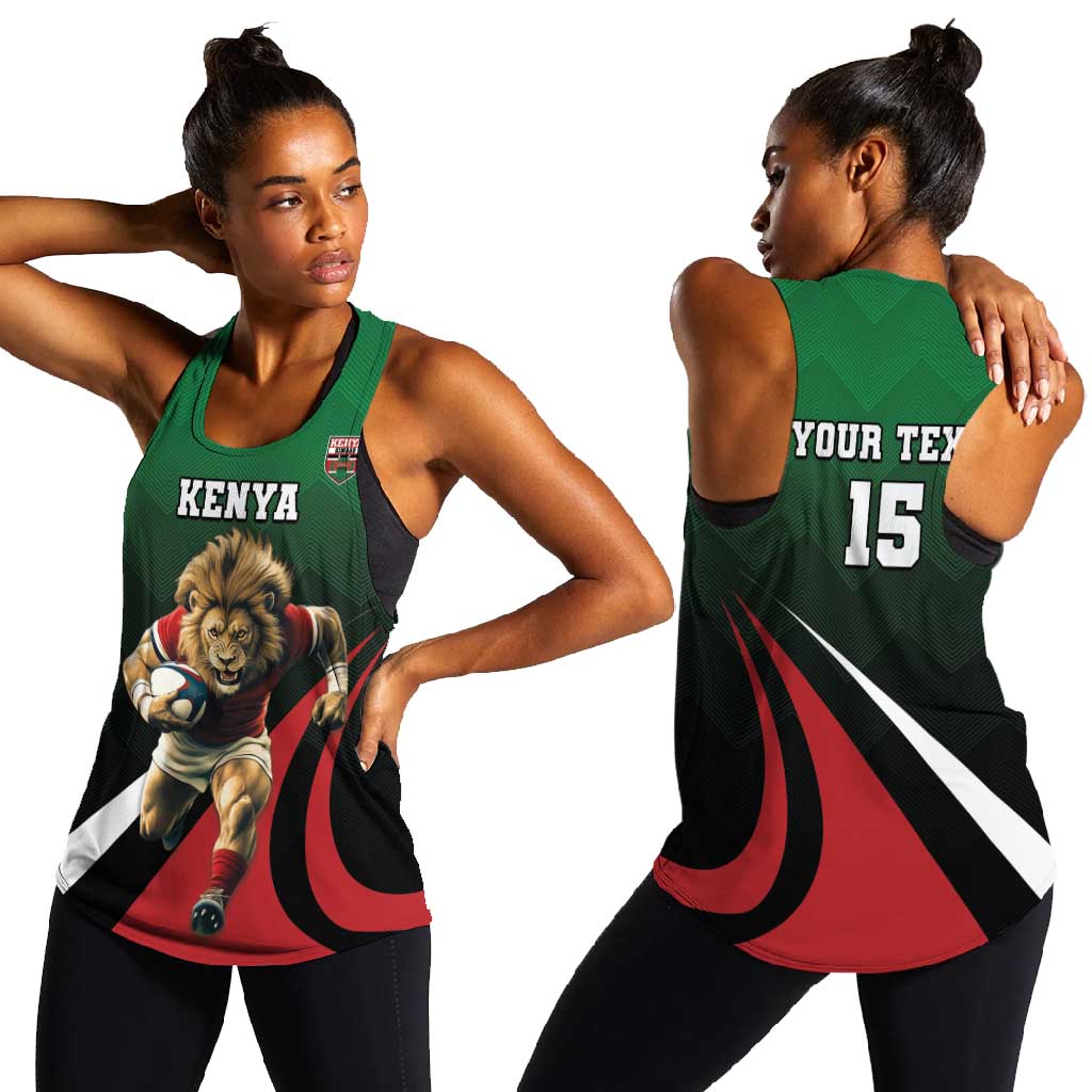 Kenya Rugby Custom Women Racerback Tank Simbas Mascot - Sporty Style