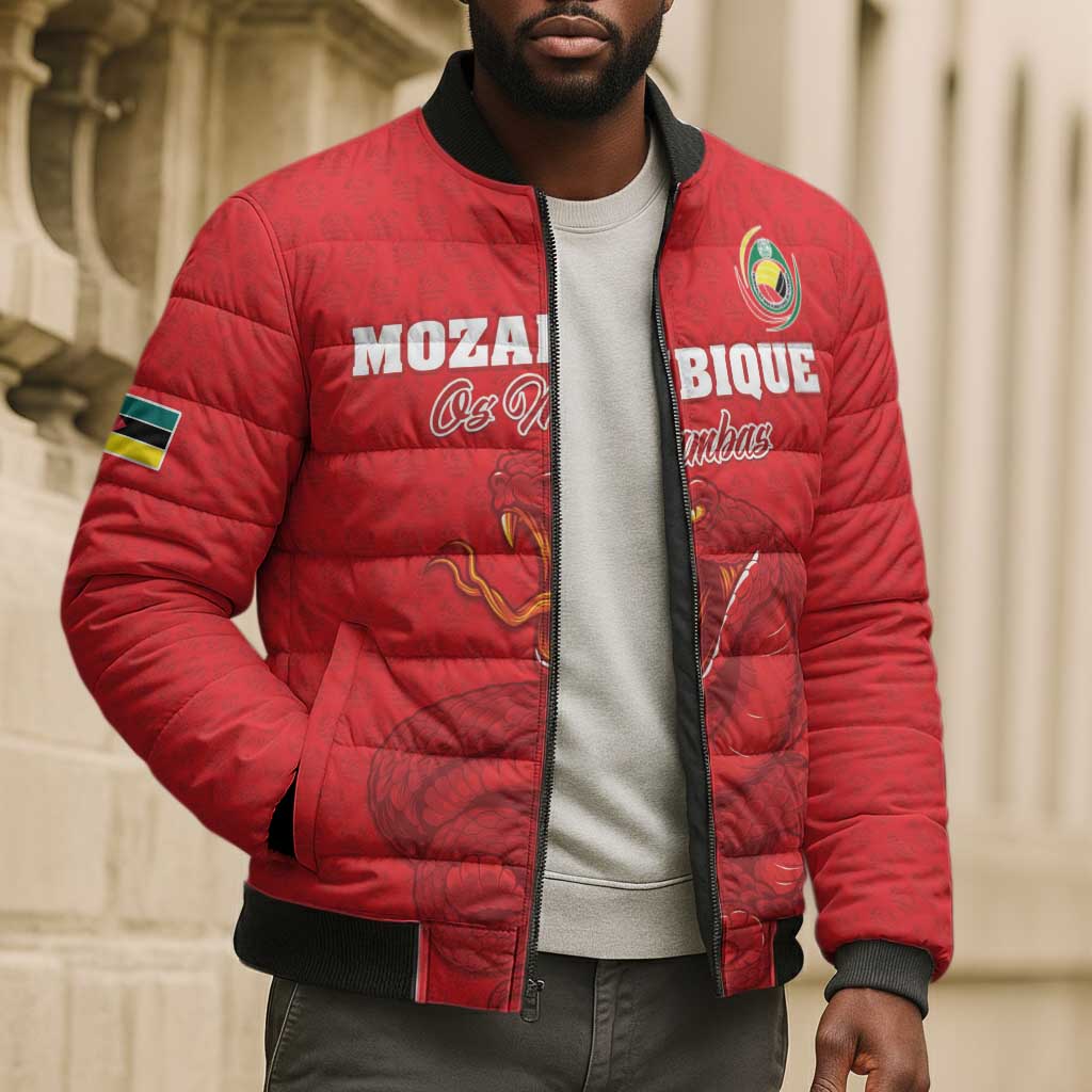 Custom Mozambique Football Bomber Puffer Jacket Come On Os Mambas