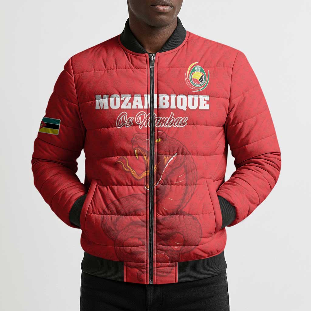 Custom Mozambique Football Bomber Puffer Jacket Come On Os Mambas