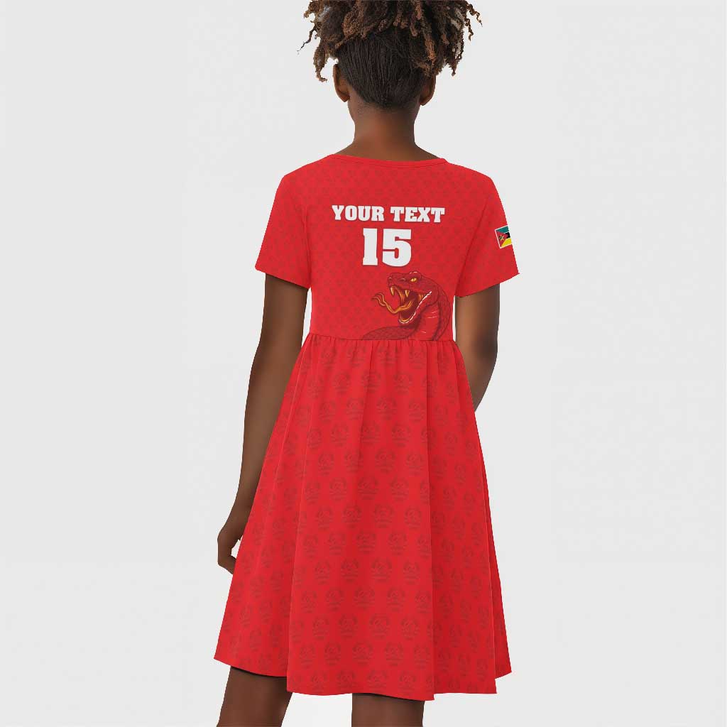 Custom Mozambique Football Kid Short Sleeve Dress Go Champions Os Mambas LT15