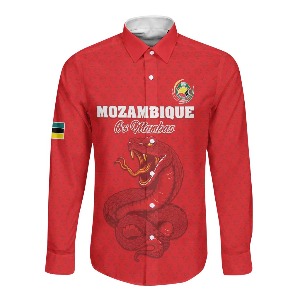 Custom Mozambique Football Long Sleeve Button Shirt Go Champions Os Mambas - African Pride