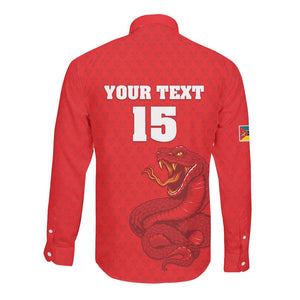 Custom Mozambique Football Long Sleeve Button Shirt Go Champions Os Mambas - African Pride