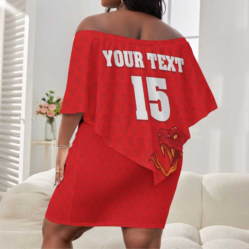 Custom Mozambique Football Off Shoulder Short Dress Go Champions Os Mambas - African Pride