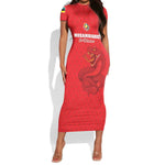 Custom Mozambique Football Short Sleeve Bodycon Dress Go Champions Os Mambas LT15