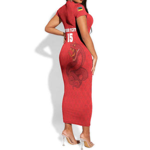 Custom Mozambique Football Short Sleeve Bodycon Dress Go Champions Os Mambas LT15