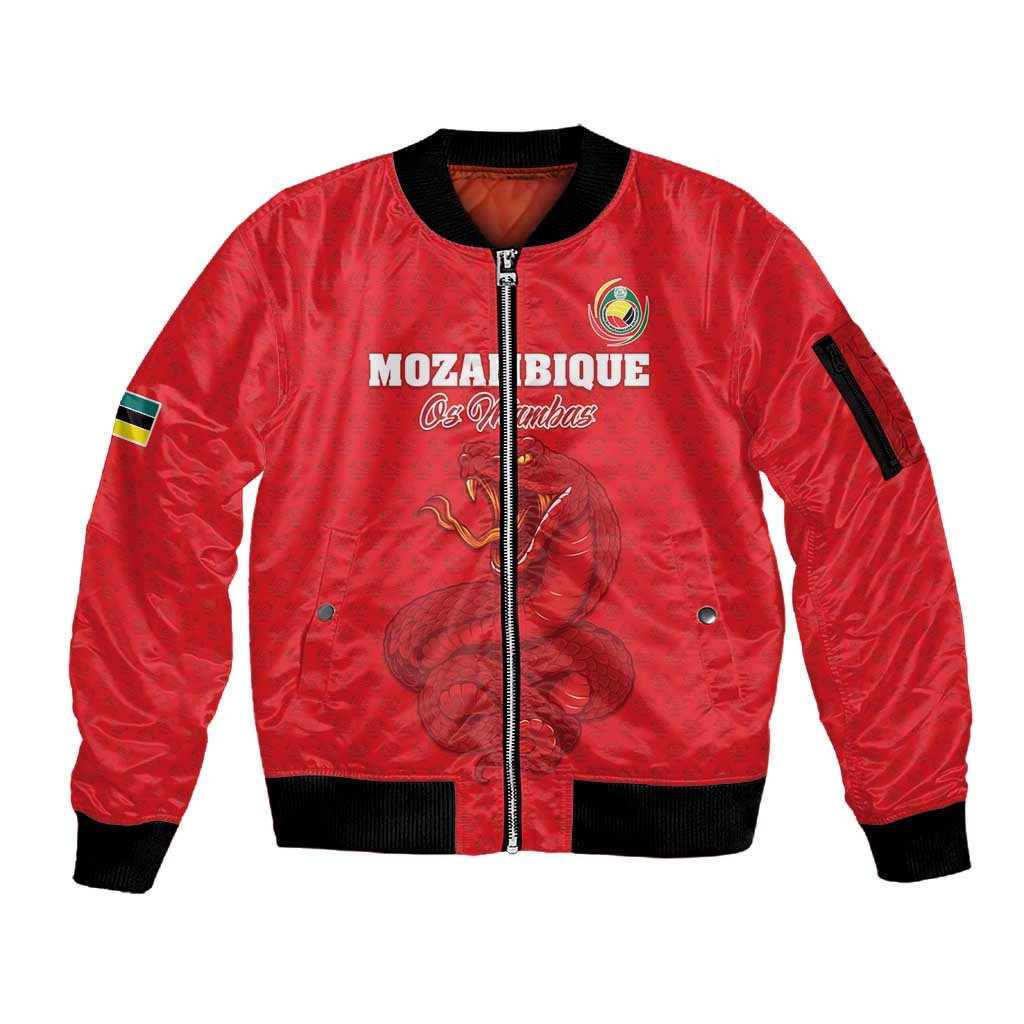 Custom Mozambique Football Sleeve Zip Bomber Jacket Go Champions Os Mambas - African Pride
