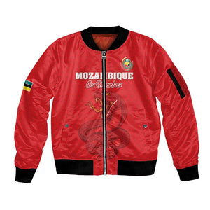 Custom Mozambique Football Sleeve Zip Bomber Jacket Go Champions Os Mambas - African Pride