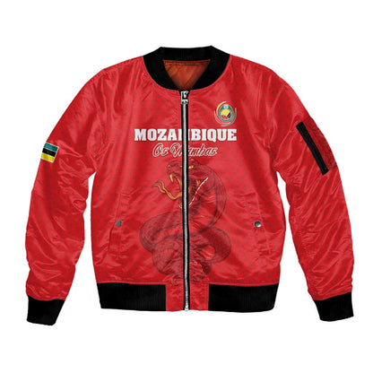 Custom Mozambique Football Sleeve Zip Bomber Jacket Go Champions Os Mambas - African Pride