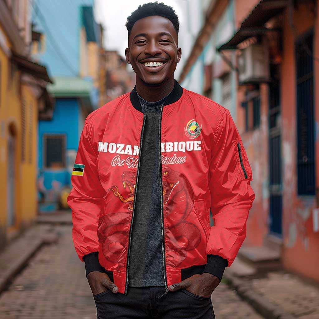 Custom Mozambique Football Sleeve Zip Bomber Jacket Go Champions Os Mambas - African Pride