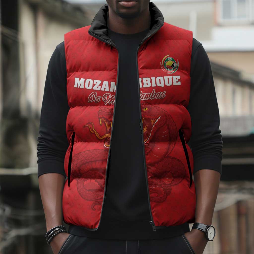 Custom Mozambique Football Sleeveless Puffer Jacket Come On Os Mambas